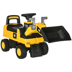 Loopauto bulldozer met stevige constructie in geel en zwart, 78x30x54 cm – duurzaam en speels buitenspeelgoed voor kinderen