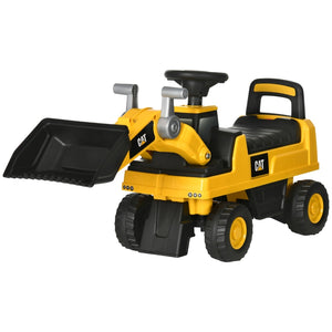 Loopauto bulldozer met stevige constructie in geel en zwart, 78x30x54 cm, speelgoed graafmachine voor kinderen