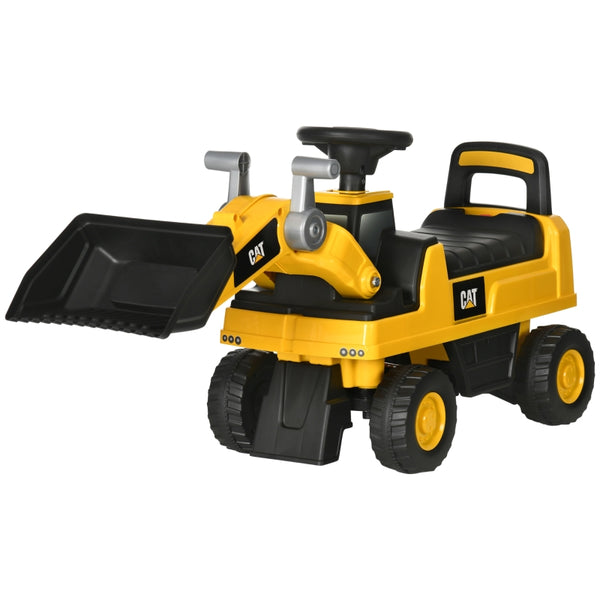 Loopauto bulldozer met stevige constructie in geel en zwart, 78x30x54 cm