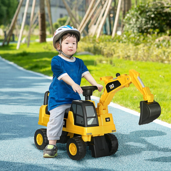 Loopwagen bulldozer 85x28x48 cm, stevig ontwerp in geel en zwart voor kinderen