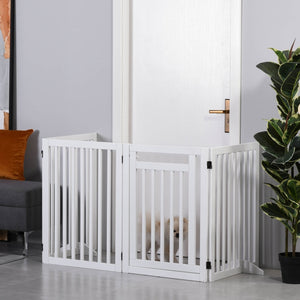 Veilig wit 4-delig traphekje zonder boren, makkelijk te monteren, duurzaam MDF-hout voor veilige hondenafscheiding binnen huis