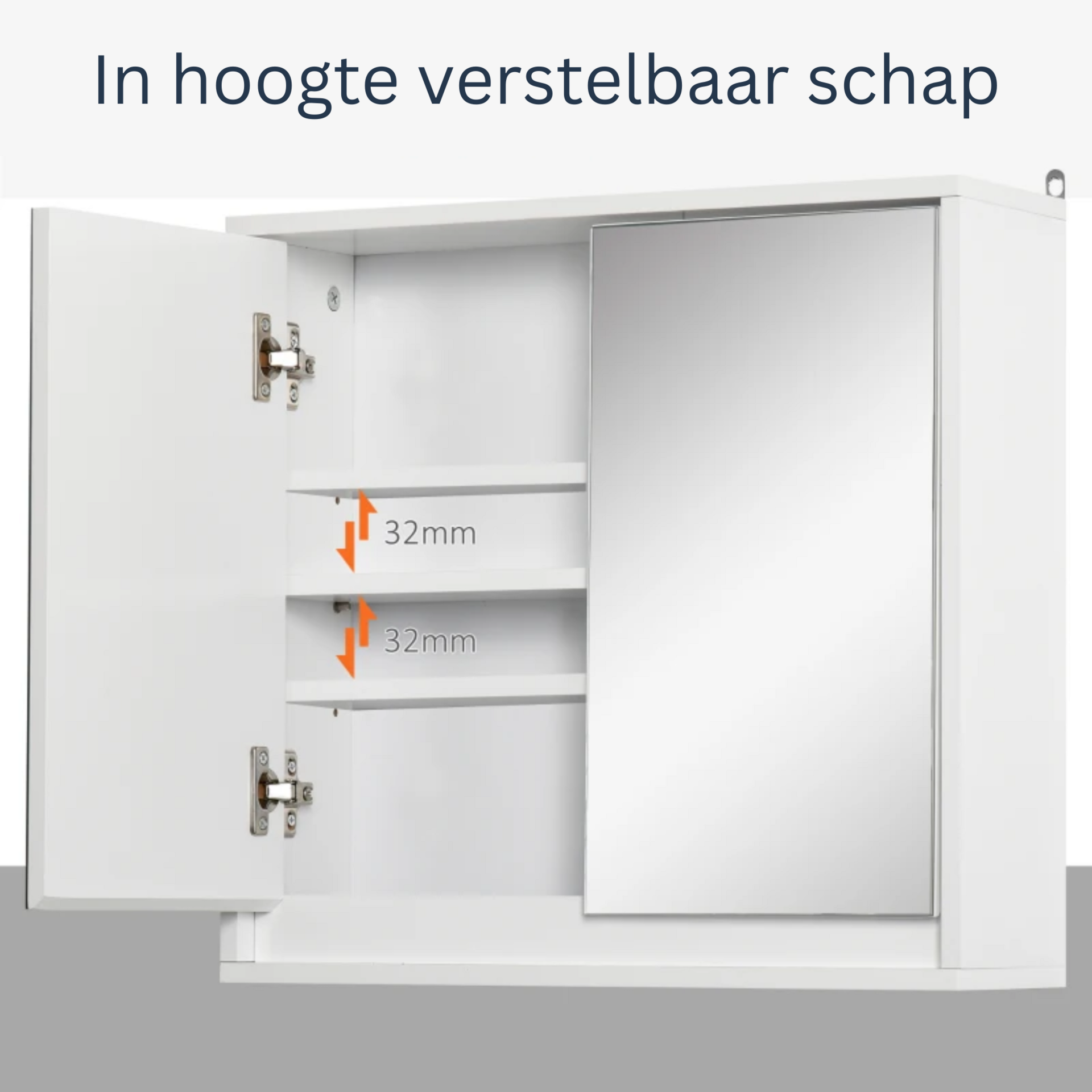 Spiegelkast badkamer wit met spiegel 48x14,5x45 cm
