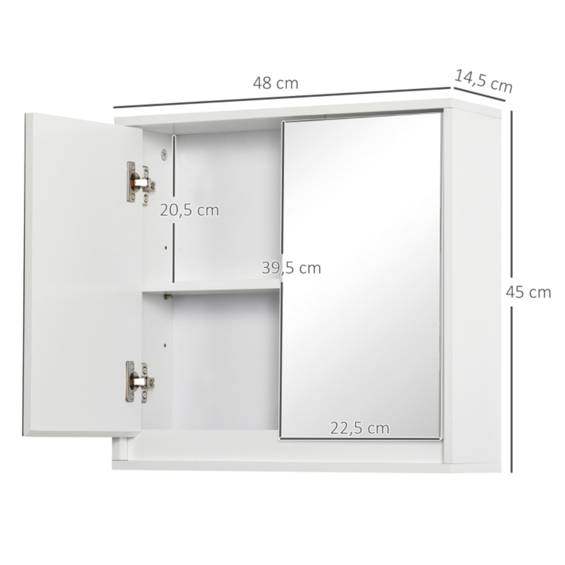 Spiegelkast badkamer wit met spiegel 48x14,5x45 cm