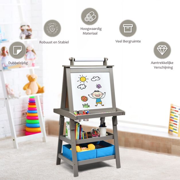 Krijtbord en whiteboard wit 59x50x117 cm, perfect voor kinderen om te tekenen