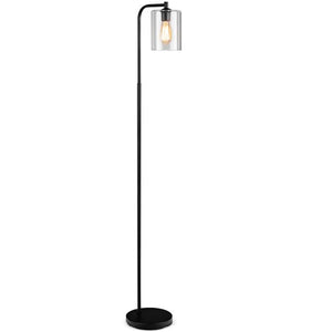 Industriële staande lamp met verstelbare kap – zwart – Ø25×168 cm, slank ontwerp met metalen frame en glazen kap
