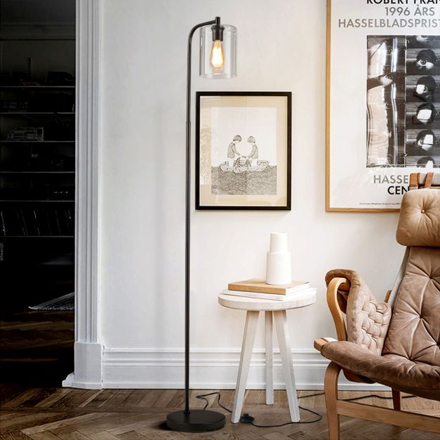 Industriële staande lamp met verstelbare kap – zwart – Ø25×168 cm