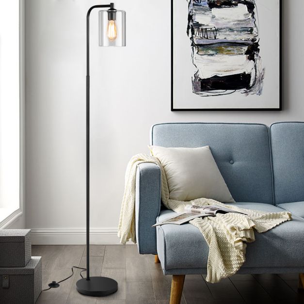 Industriële staande lamp met verstelbare kap – zwart – Ø25×168 cm
