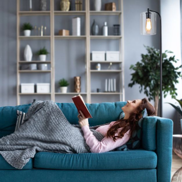 Industriële staande lamp met verstelbare kap – zwart – Ø25×168 cm