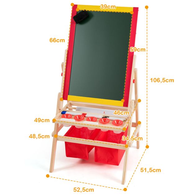 3-in-1 houten schildersezel voor kinderen – krijtbord, whiteboard & papierrol