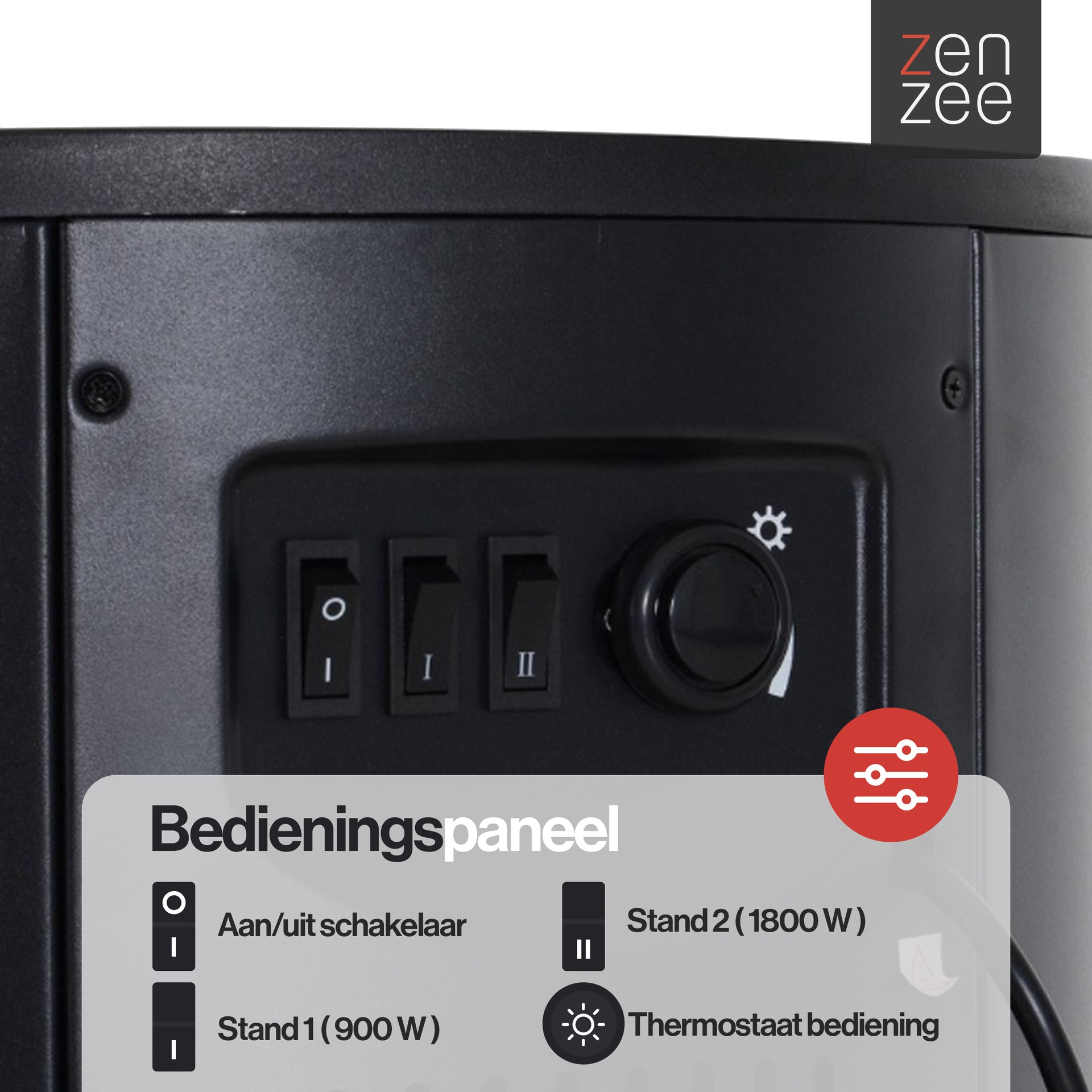 Vrijstaande elektrische haard zwart met thermostaat – 1800W voor warmte & sfeer