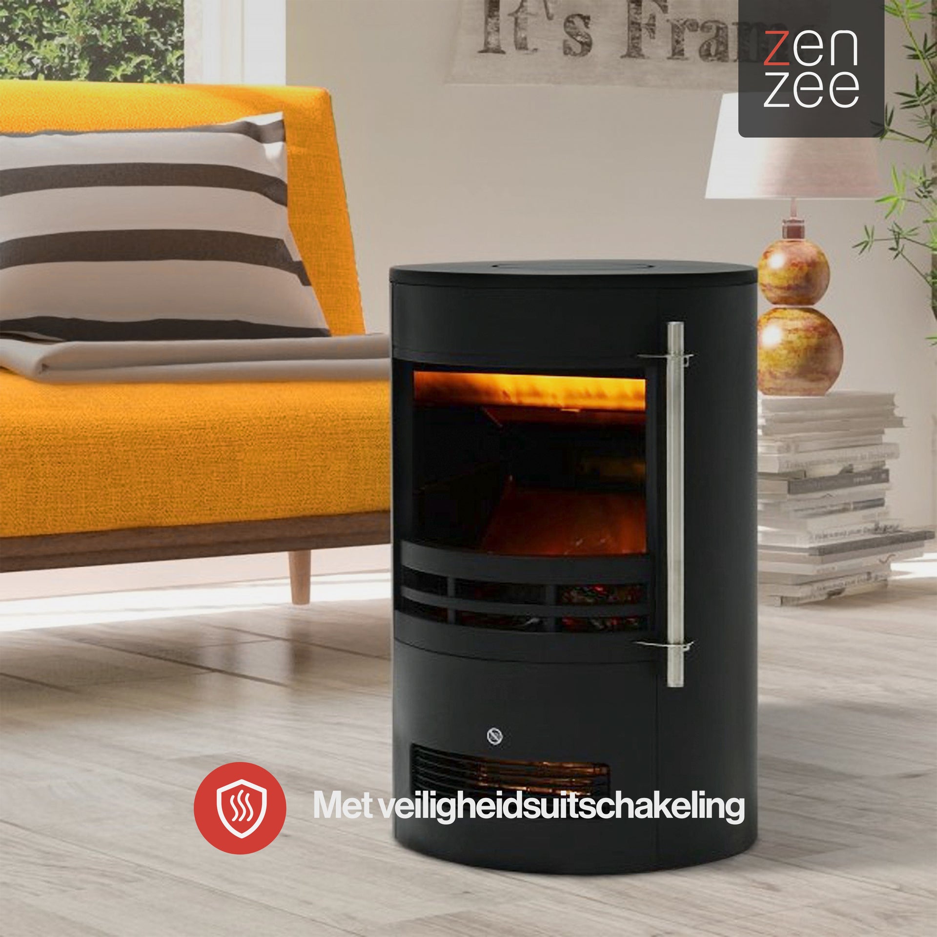 Vrijstaande elektrische haard zwart met thermostaat – 1800W voor warmte & sfeer