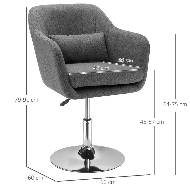 Verstelbare draaifauteuil in grijs – 60×60×79-91 cm – comfort & design