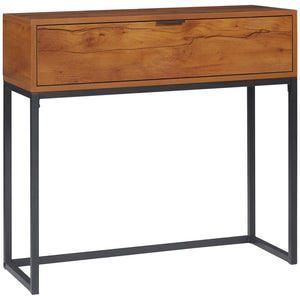 Industriële wandtafel met lade – bruin/zwart – 80×30×76 cm met stoere houtlook en stevig metalen frame