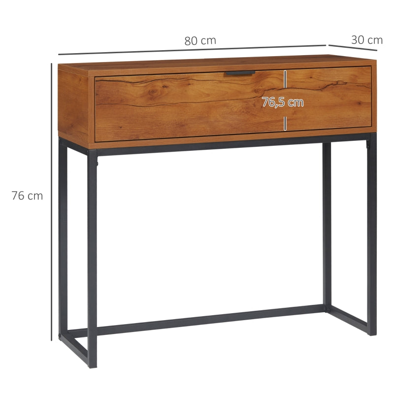 Industriële wandtafel met lade – bruin/zwart – 80×30×76 cm