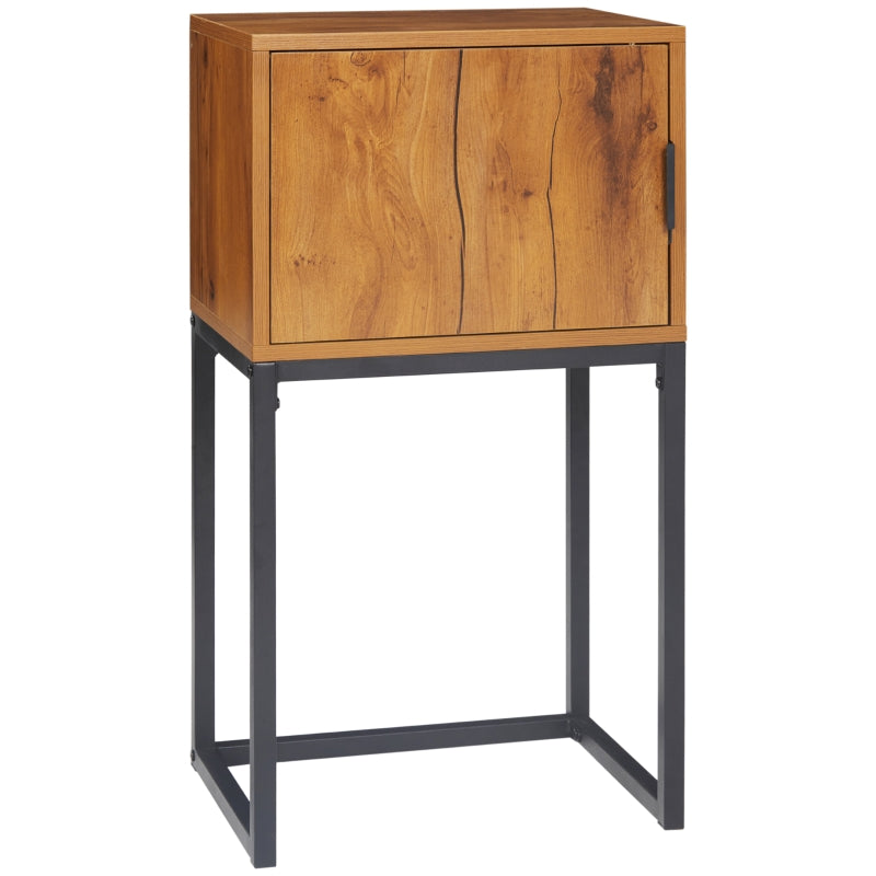 Industriële bijzettafel met lade en plank – bruin-zwart MDF