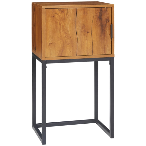 Industriële bijzettafel met lade en plank – bruin-zwart MDF
