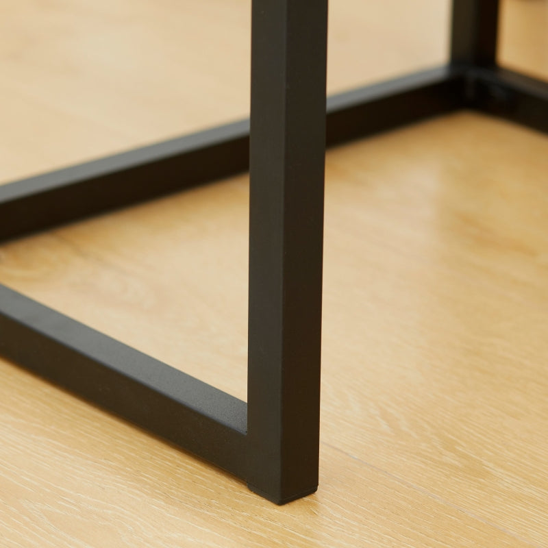 Industriële bijzettafel met lade en plank – bruin-zwart MDF