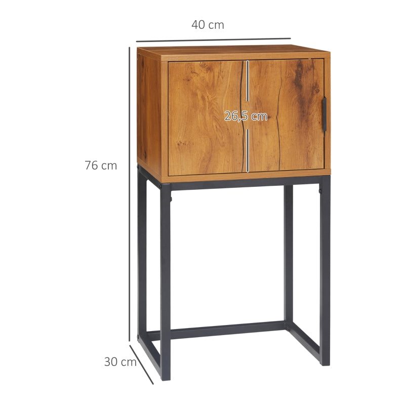 Industriële bijzettafel met lade en plank – bruin-zwart MDF