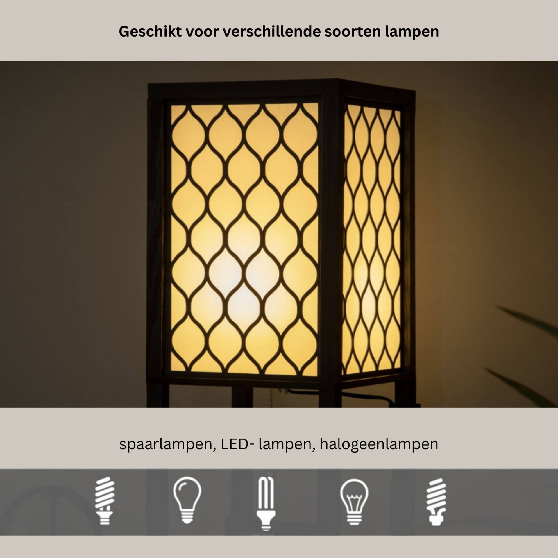 Vloerlamp met schappen in moderne Oosterse stijl – zwart MDF 26x26x156 cm