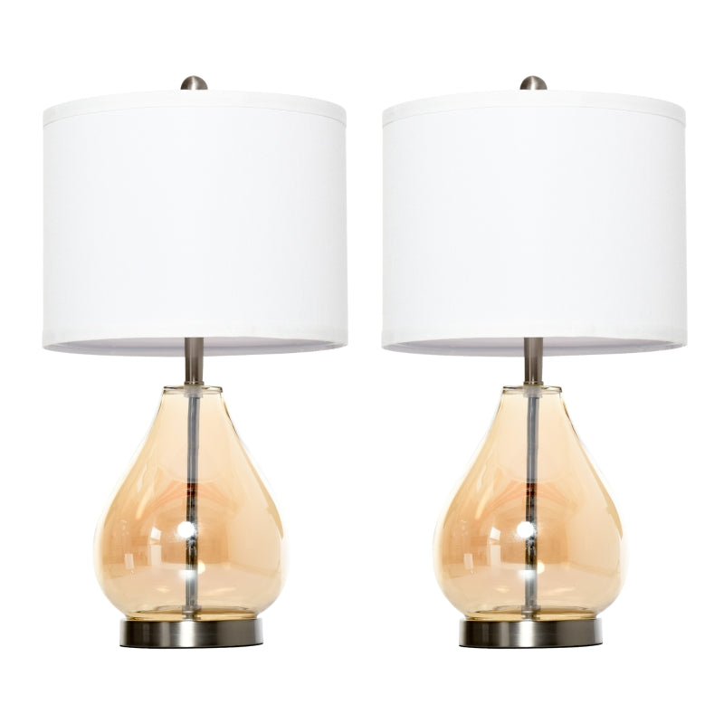 Tafellamp set van 2 met glazen kap – Ø30x56 cm - warme uiststraling