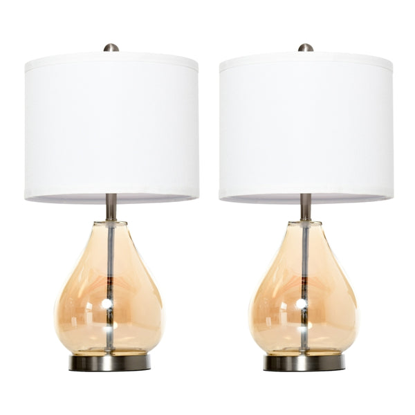 Tafellamp set van 2 met glazen kap – Ø30x56 cm - warme uiststraling