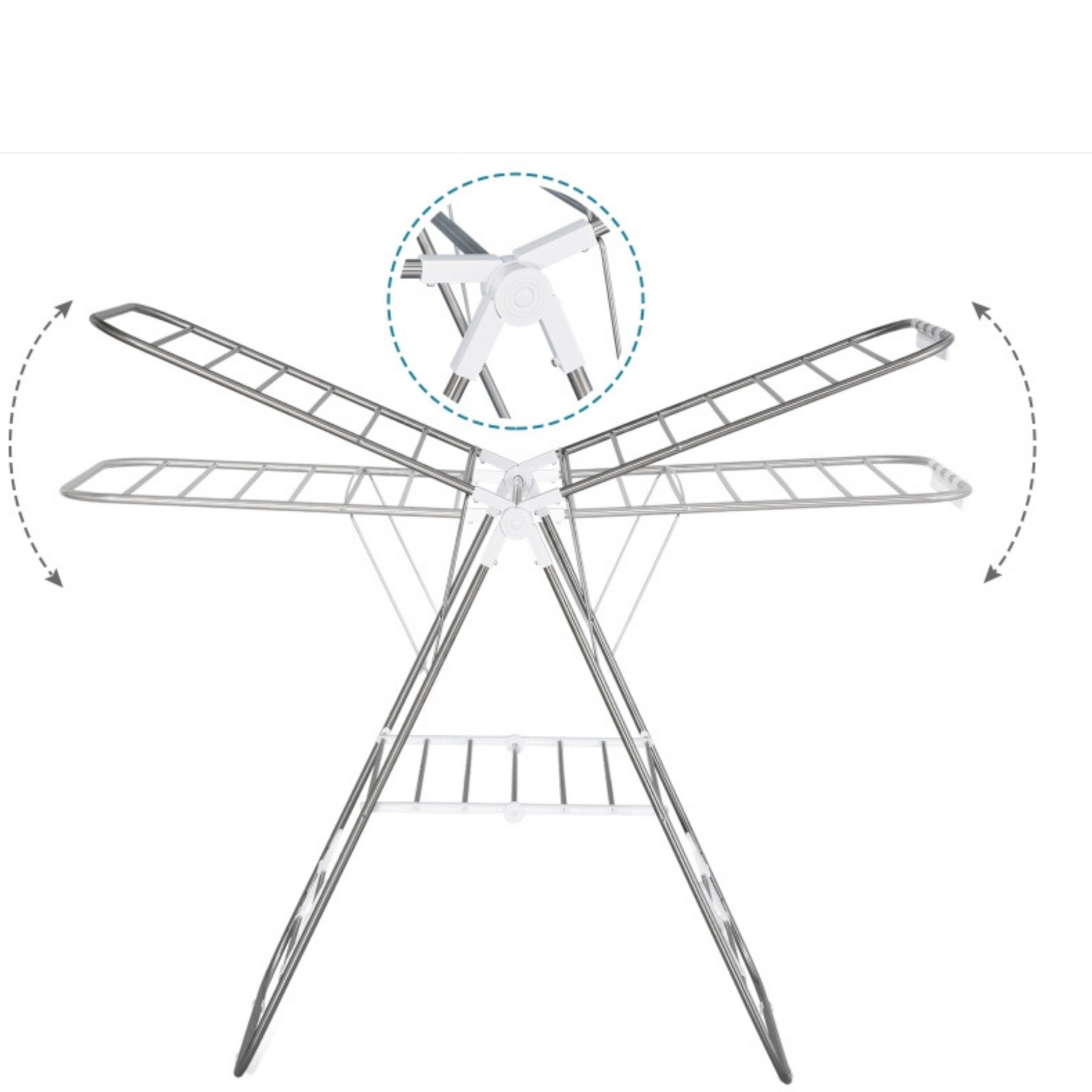 2-traps inklapbaar droogrek met vleugels – 146x61x98 cm