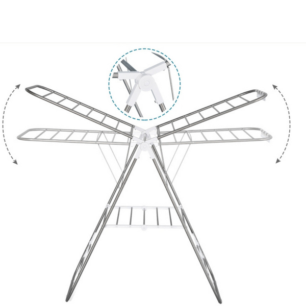 2-traps inklapbaar droogrek met vleugels – 146x61x98 cm