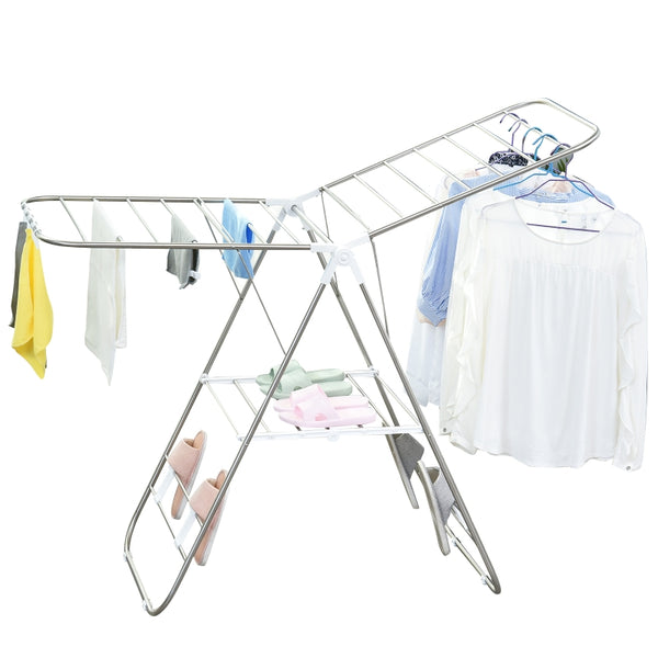 2-traps inklapbaar droogrek met vleugels – 146x61x98 cm