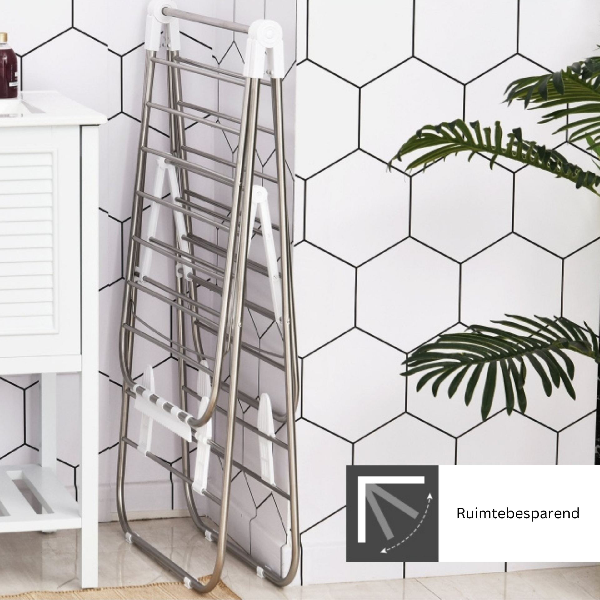 2-traps inklapbaar droogrek met vleugels – 146x61x98 cm