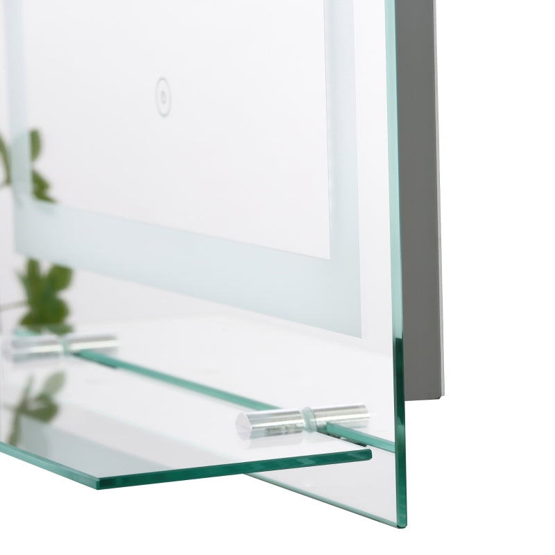 Moderne badkamerspiegel met dimbare LED en plank – 50x70 cm