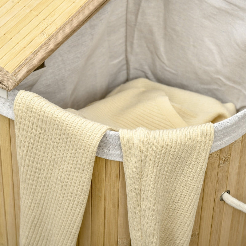 Wasmand van bamboe met 2 vakken en deksel – 100L