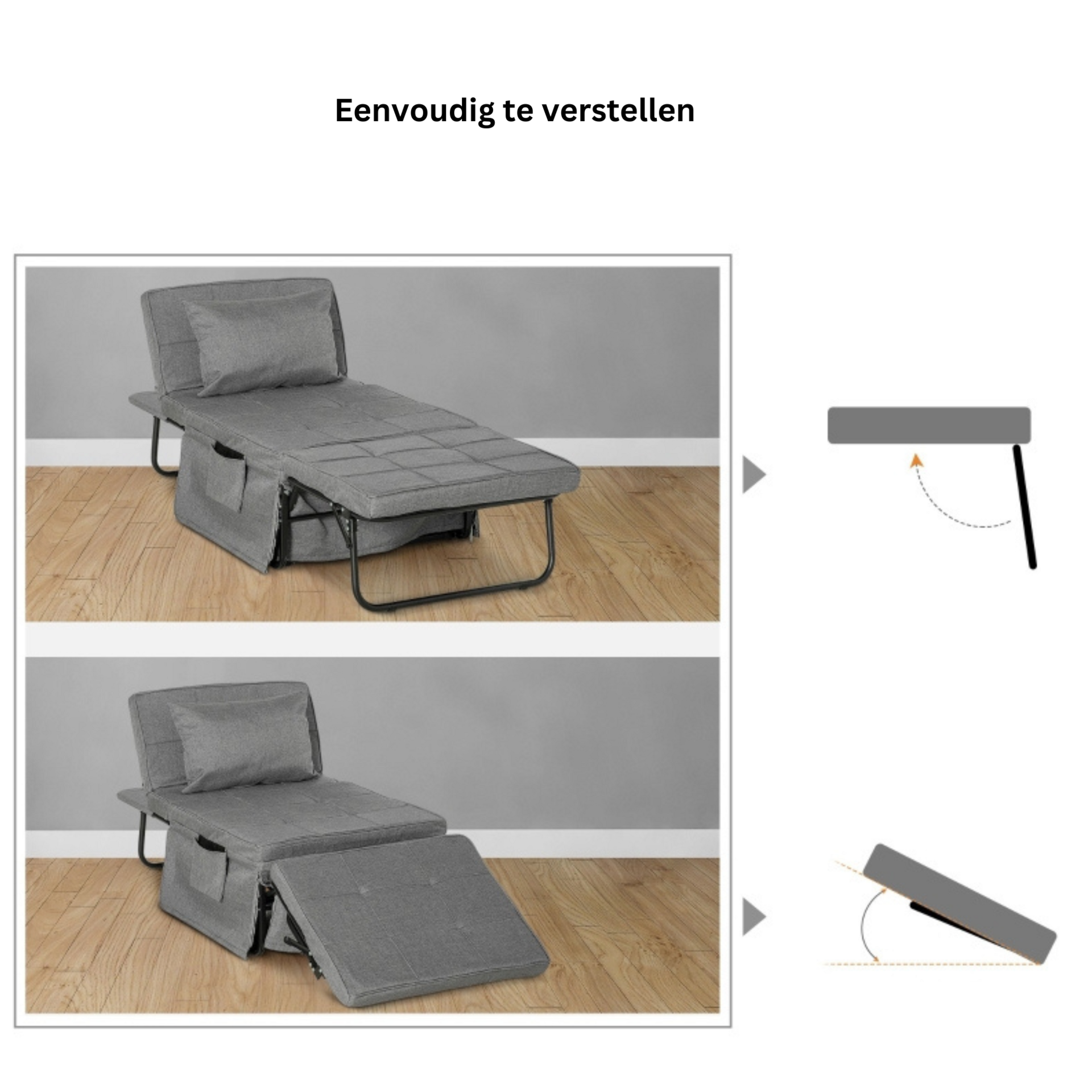 Opvouwbare stretcher veldbed voor camping of logeerplek – 188x75x38 cm
