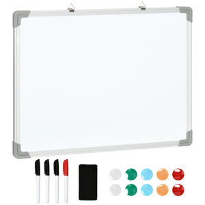 Magnetisch memobord whiteboard met aluminium frame – 60x45 cm inclusief stiften, magneetjes en wisser voor eenvoudig gebruik.