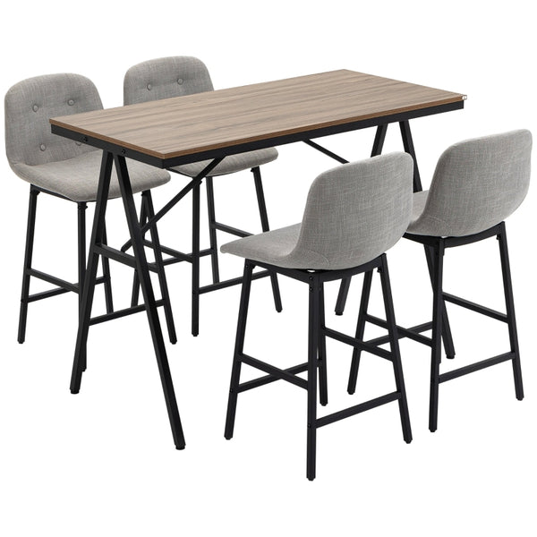 Industriële bartafel met 2 barkrukken – ruimtebesparend ontwerp – 120×60×91 cm