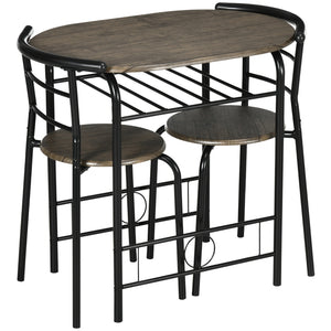Compacte bistroset met opbergschap – zwart – 80×53×75 cm met houten blad en metalen frame, stijlvol en praktisch voor kleine ruimtes