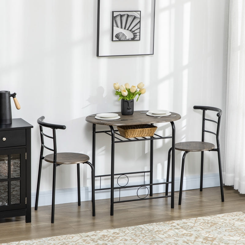 Compacte bistroset met opbergschap – zwart – 80×53×75 cm
