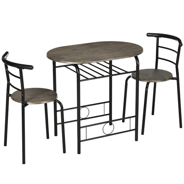 Compacte bistroset met opbergschap – zwart – 80×53×75 cm