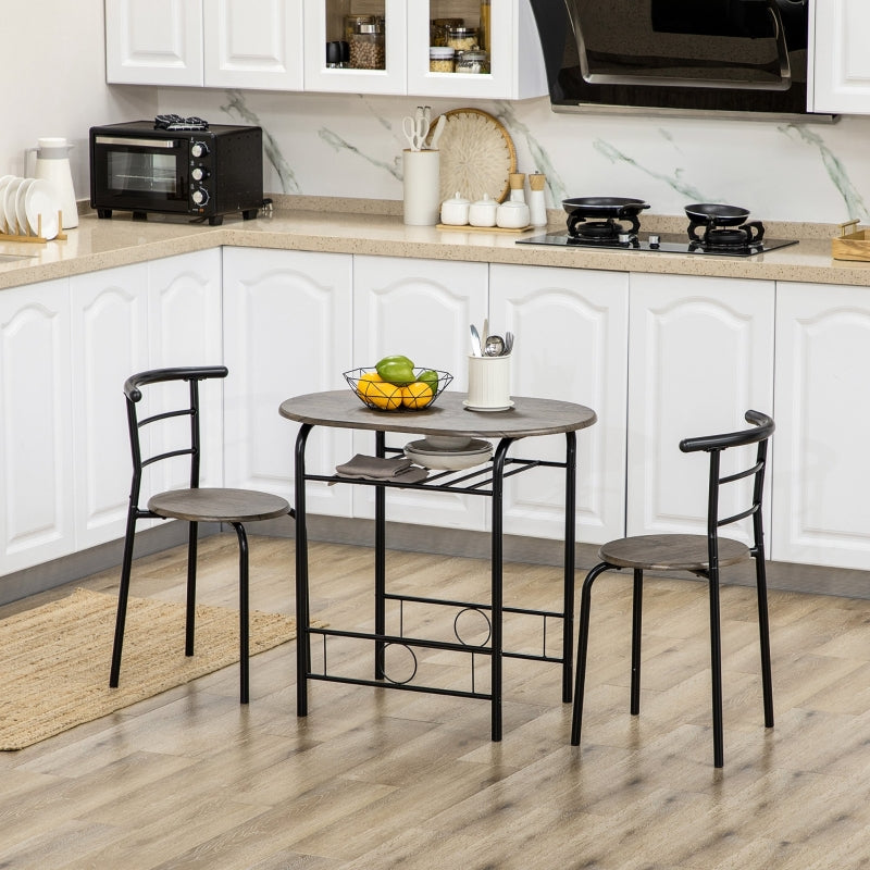 Compacte bistroset met opbergschap – zwart – 80×53×75 cm