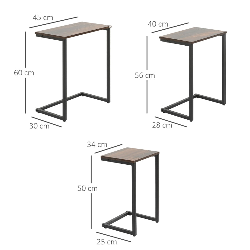 Industriële bijzettafels set van 3 – 45×30×60?cm robuuste woonaccessoires