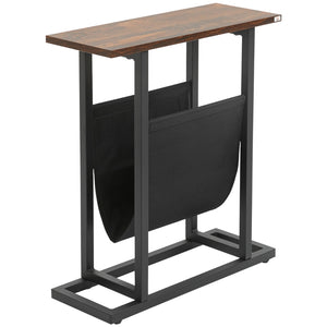 Bijzettafel met tijdschriftenhouder 49x19x55 cm – industrieel | Zenzee met houten blad en metalen frame in industriële stijl