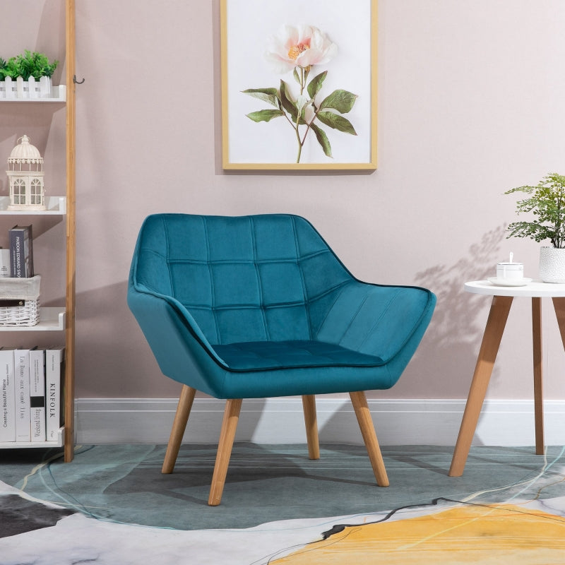 Scandinavische fauteuil met fluwelen bekleding – groen – 64×62×72,5 cm