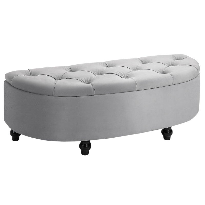 Hocker met opbergruimte en klapbaar deksel – grijs – 120×46×42 cm