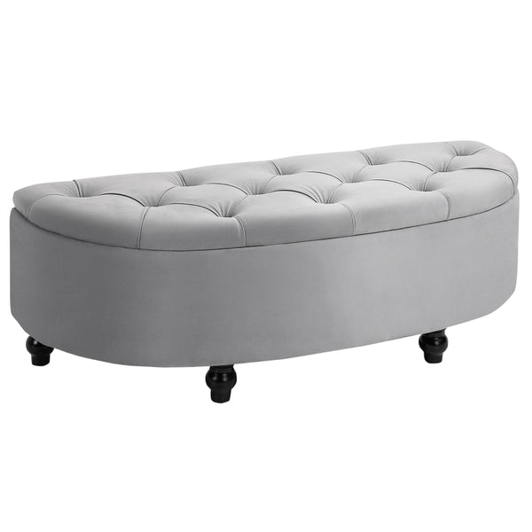 Hocker met opbergruimte en klapbaar deksel – grijs – 120×46×42 cm