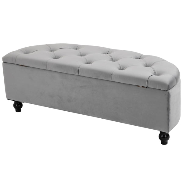 Hocker met opbergruimte en klapbaar deksel – grijs – 120×46×42 cm