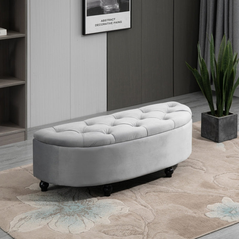 Hocker met opbergruimte en klapbaar deksel – grijs – 120×46×42 cm