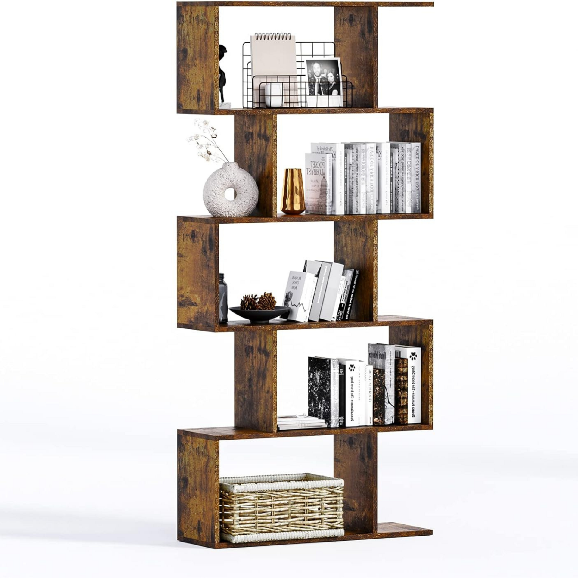 Functionele boekenkast en roomdivider met meerdere vakken industrieel 158 cm | Zenzee