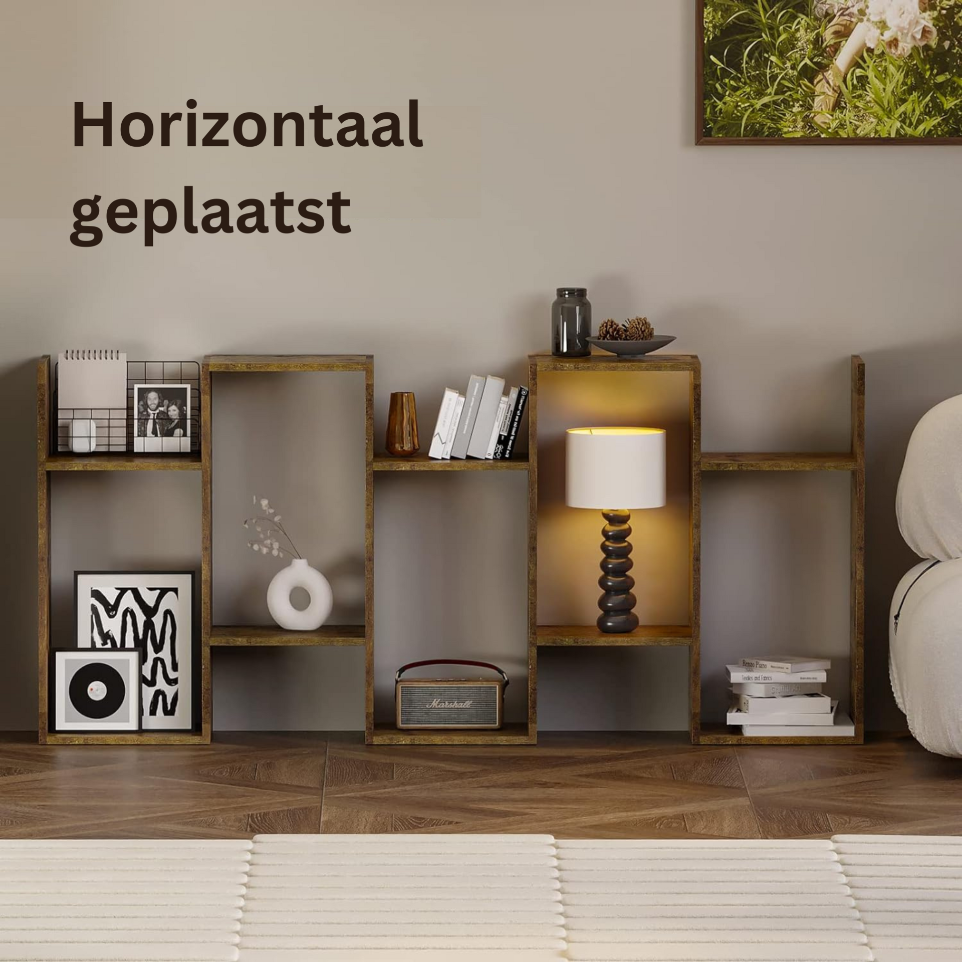 Functionele boekenkast en roomdivider met meerdere vakken industrieel 158 cm | Zenzee