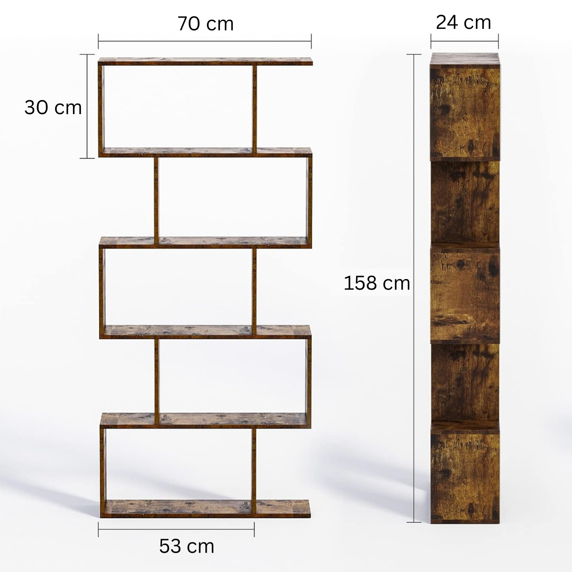 Functionele boekenkast en roomdivider met meerdere vakken industrieel 158 cm | Zenzee