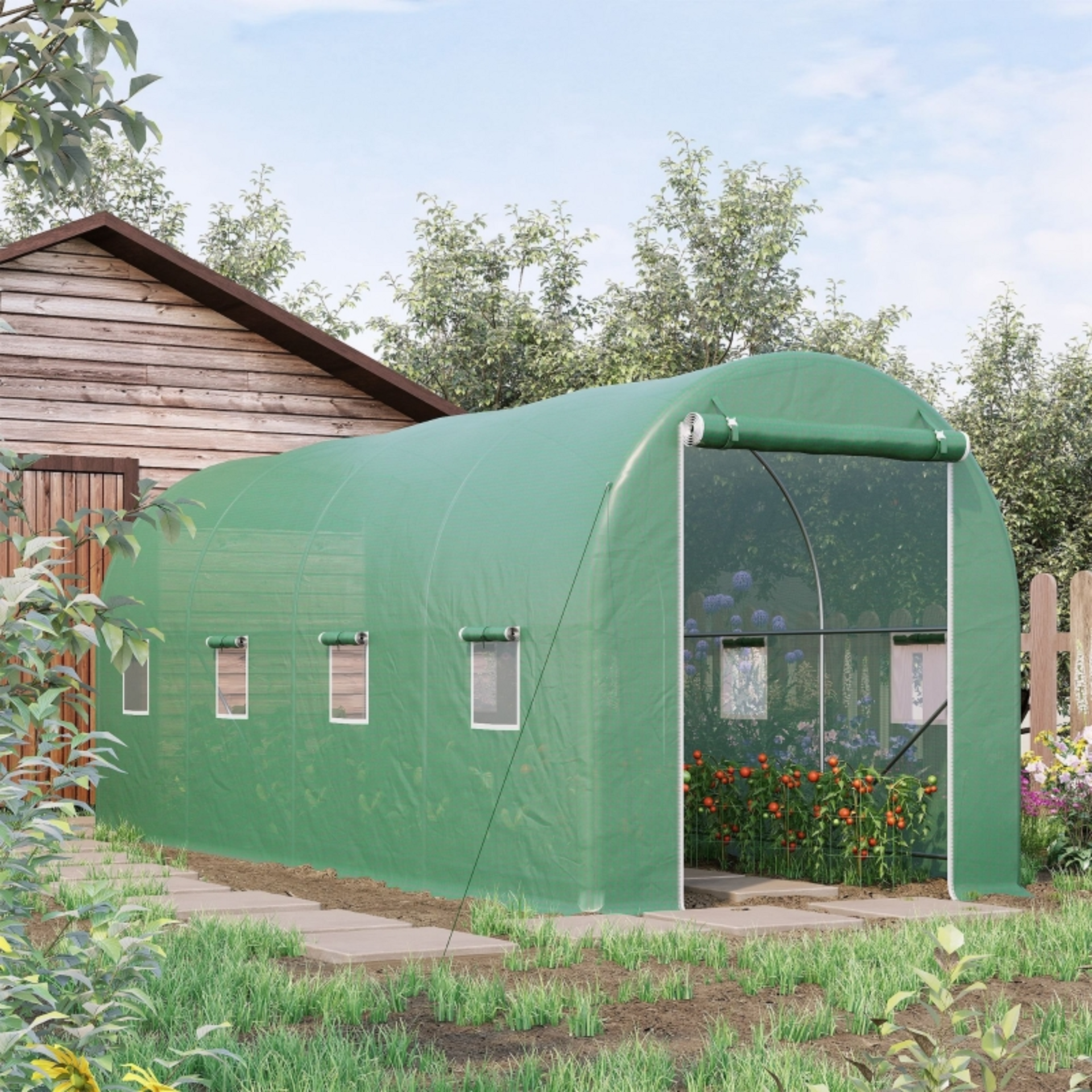 Tunnelkas XL 500x200x200 cm groen als tuinkas en kweekkas