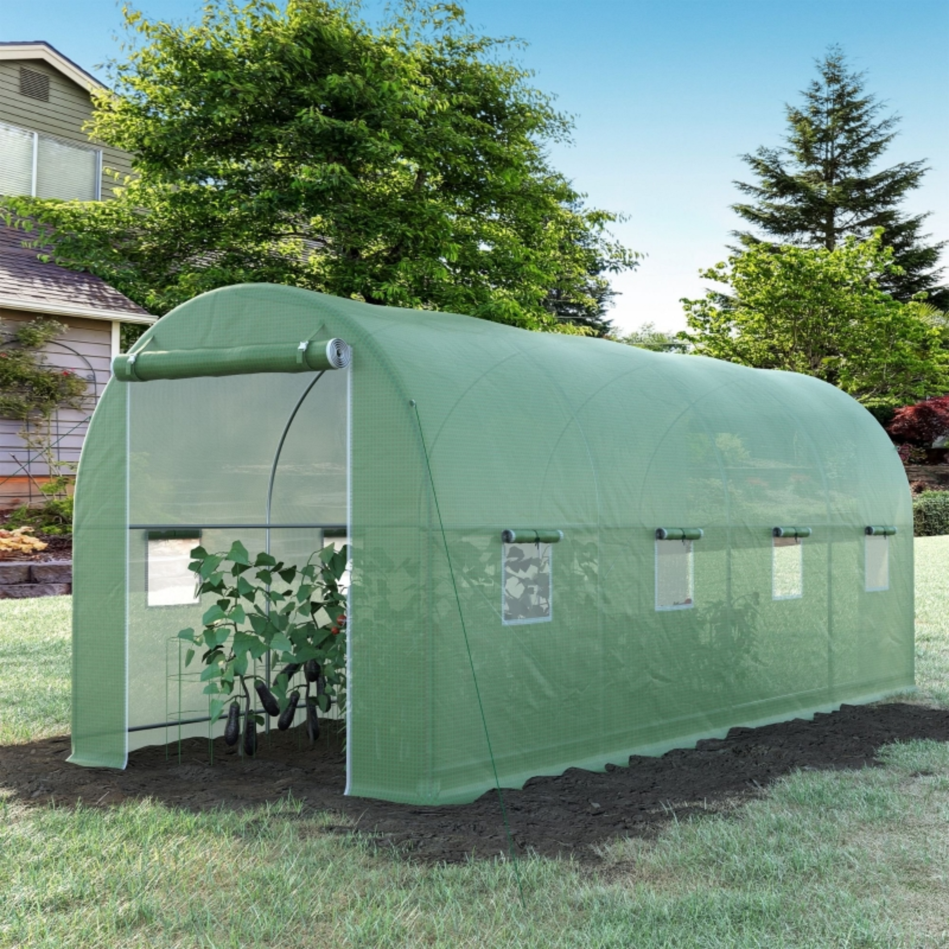 Tunnelkas XL 500x200x200 cm groen als tuinkas en kweekkas